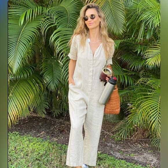 Lanthrophy 100% Linen Mia Jumpsuit Small